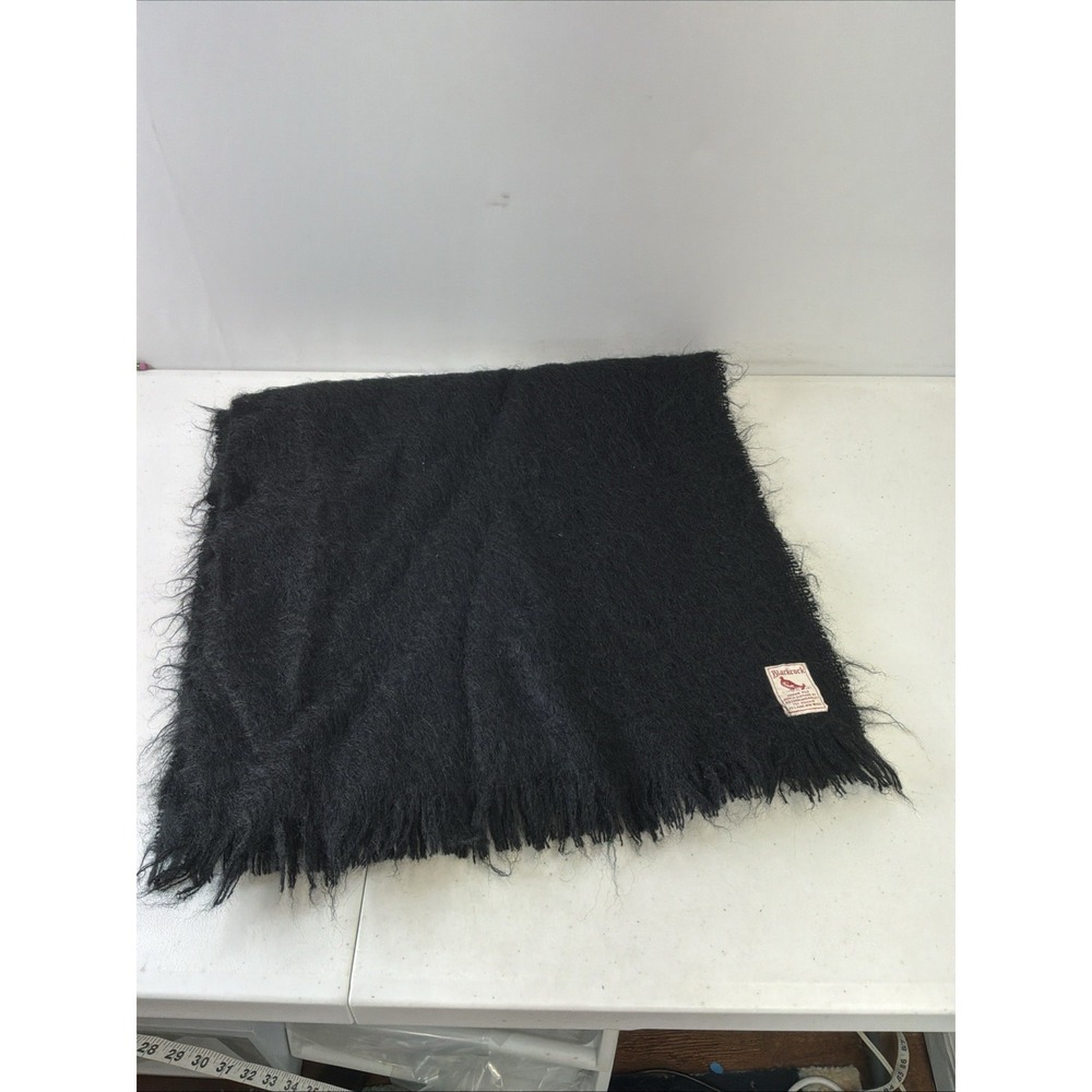 Gibson & Lumgair Blackcock Scarf VTG Mohair wool Black Scotland 72" x 19"